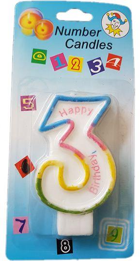 3 Jahr Happy Birthday Kerzen - Tortendekoshop
