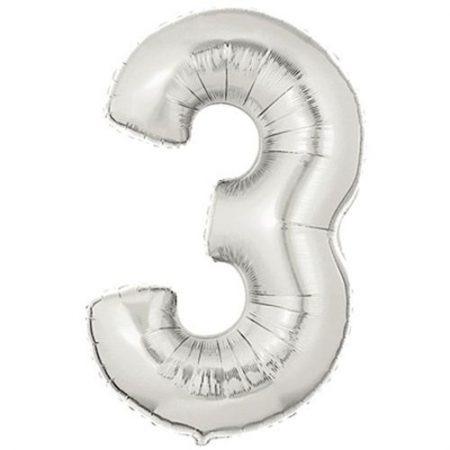 3 Jahr silber Folienballon - Tortendekoshop