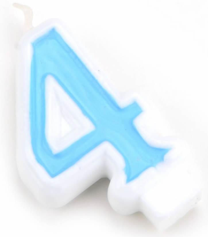 4 Jahr blau Zahlen Kerze - Tortendekoshop