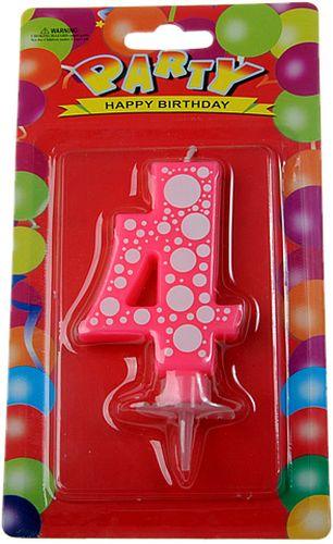 4 Jahr geformte rosa Kerze - Tortendekoshop