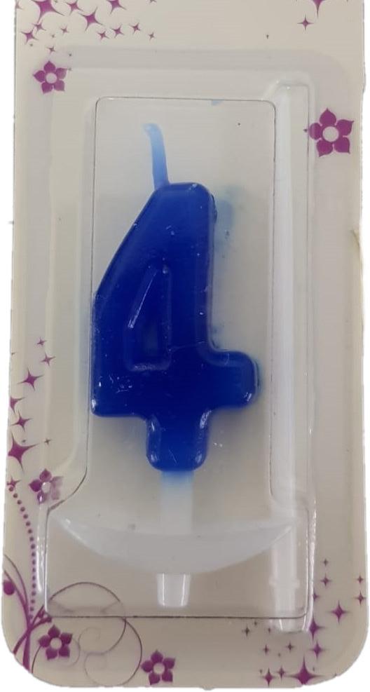 4 Jahr mini blau Zahlen Kerze - Tortendekoshop