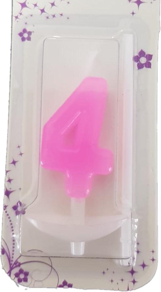 4 Jahr mini rosa Zahlen Kerze - Tortendekoshop