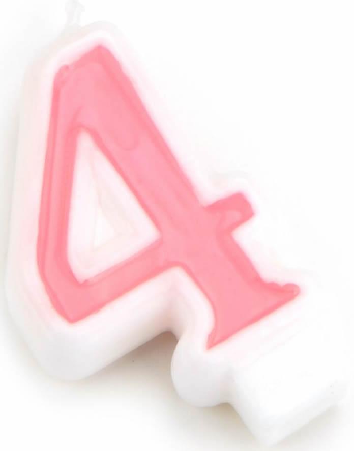 4 Jahr rosa Zahlen Kerze - Tortendekoshop