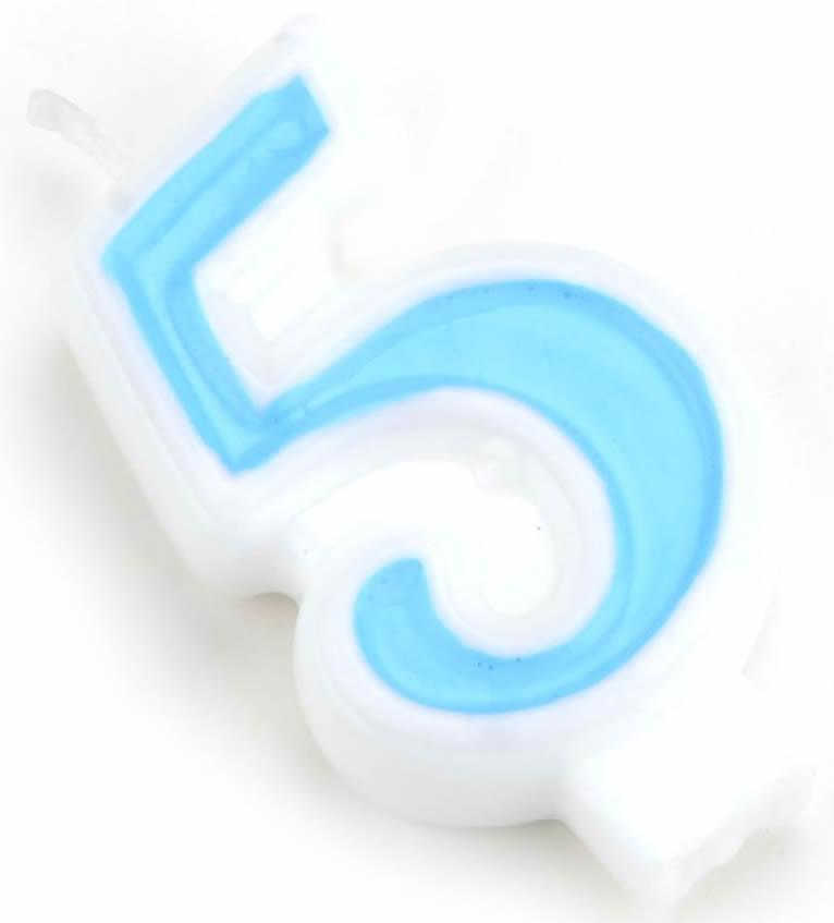 5 Jahr blau Zahlen Kerze - Tortendekoshop