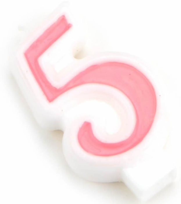 5 Jahr rosa Zahlen Kerze - Tortendekoshop