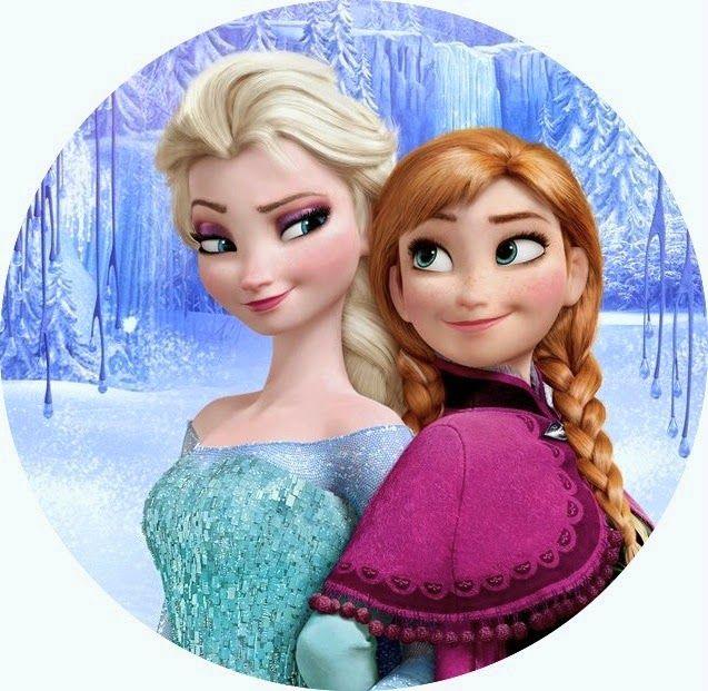Anna, Elsa, Frozen, Eiskönigin Runde Tortenaufleger - Tortendekoshop