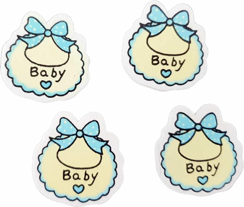 Aufkleber Baby Holz Deko, Blau - Tortendekoshop