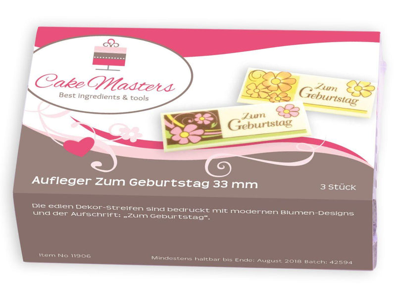 Aufleger zum Geburtstag Dekor, 33mm, 3 Stück - Tortendekoshop