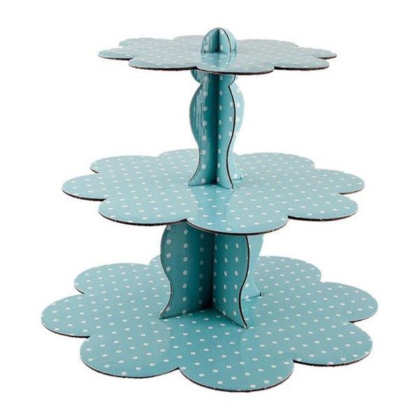 Baby Blau mit Pünktchen Cupcake Karton Ständer - Tortendekoshop
