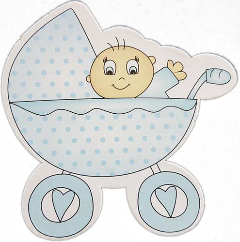 Baby Boys Deko Karton mit Babywagen - Tortendekoshop