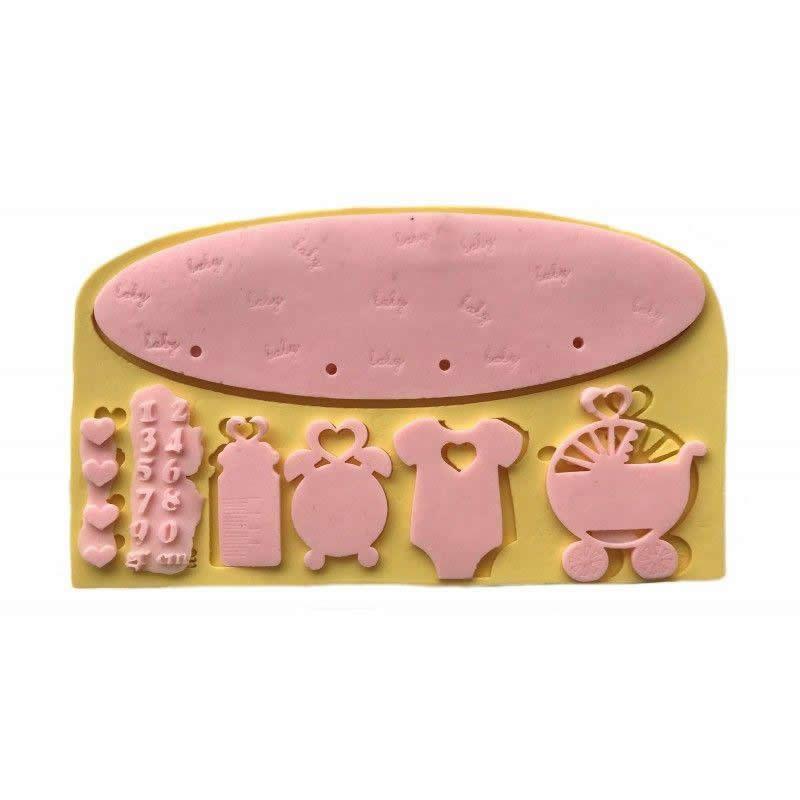 Baby Geburt Rahmen Set Silikonform - Tortendekoshop