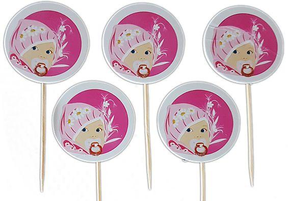 Baby Girl Thema Kuchen Topper, Cupcake Picks - Tortendekoshop