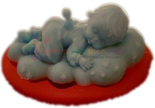 Baby schlafend auf Wolken Silikonform - Tortendekoshop