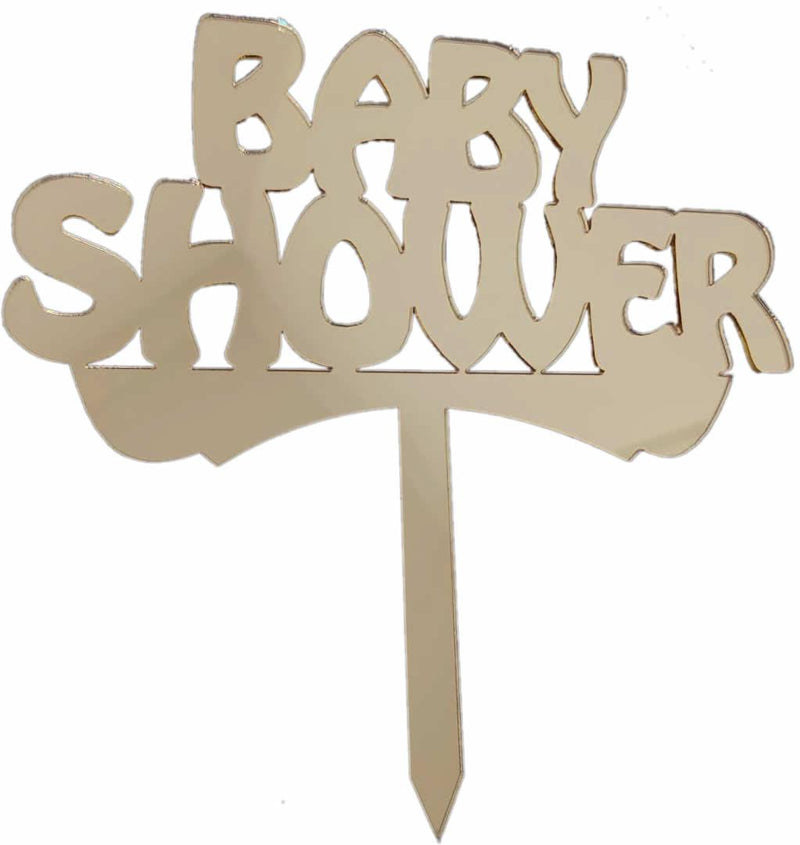 Baby Shower gold Cake Topper, Glas - Tortendekoshop