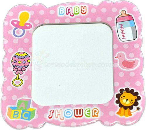 Baby Shower rosa magnet Bilderrahmen - Tortendekoshop