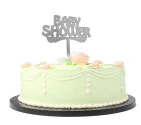 Baby Shower Silber Cake Topper, Glas - Tortendekoshop