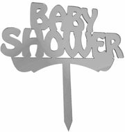 Baby Shower Silber Cake Topper, Glas - Tortendekoshop