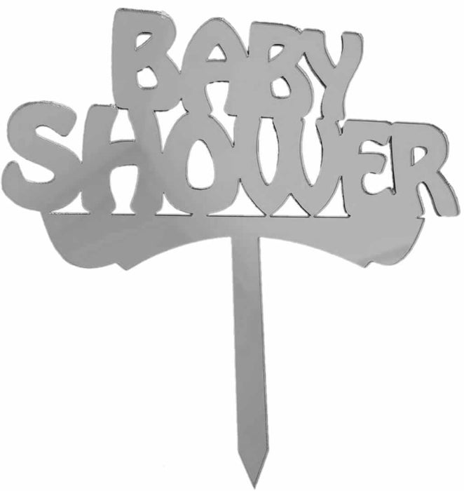Baby Shower Silber Cake Topper, Glas - Tortendekoshop