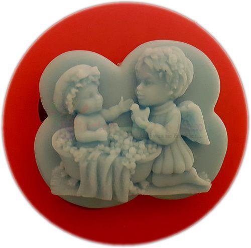 Baby und Engel in der Badewanne Silikonform - Tortendekoshop
