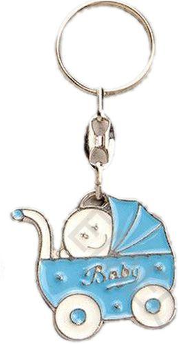 Babywagen Deko Schlüsselanhänger blau - Tortendekoshop