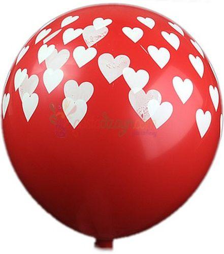 Ballon Set rot mit weiß Herzen - Tortendekoshop