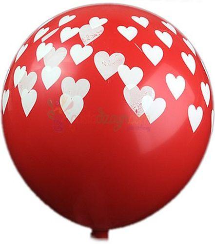 Ballon Set rot mit weiß Herzen - Tortendekoshop