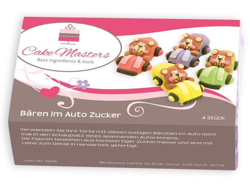 Bären im Auto Zucker, 4 Stück - Tortendekoshop