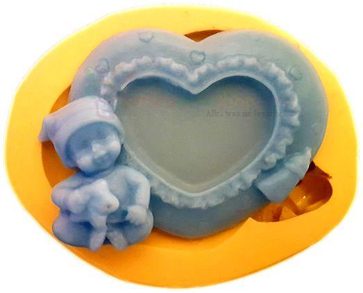 Biderrahmen mit Herz, Baby Silikonform - Tortendekoshop