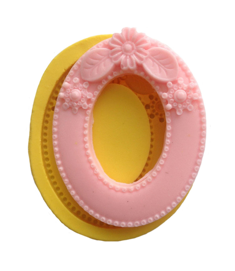 Bilderrahmen mit Blumen, Blatter Silikonform, oval - Tortendekoshop