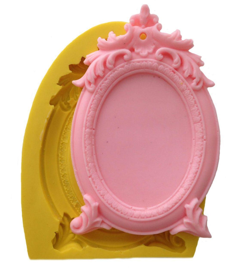 Bilderrahmen mit Motiven Silikonform, oval - Tortendekoshop