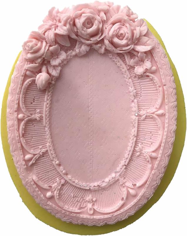 Bilderrahmen Silikonform mit Rosen Motiv - Tortendekoshop