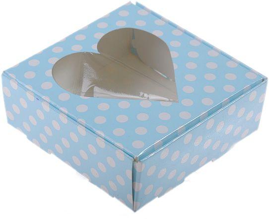 Blau Acetat Schachtel mit Herz, 8x8x3cm - Tortendekoshop