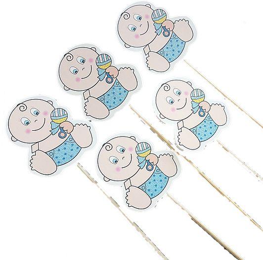 Blau Baby Deko Zahnstocher, Lang - Tortendekoshop