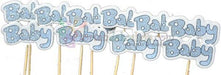 Blau Baby geschrieben Kuchen Topper, Cupcake Picks - Tortendekoshop