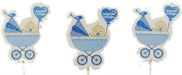 Blau Babywagen Kuchen Topper, Cupcake Picks - Tortendekoshop