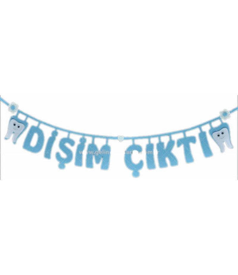 Blau Disim Cikti, erster Zahn, Filz Türdeko - Tortendekoshop