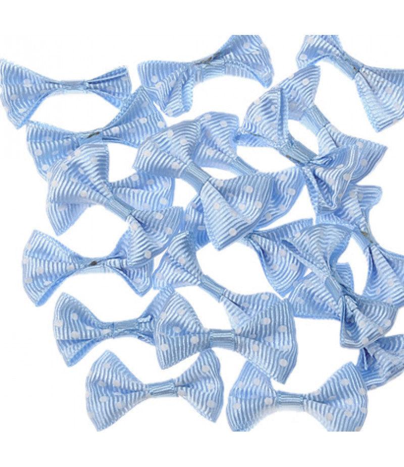 Blau gepunktete Deko Schleifen - Tortendekoshop