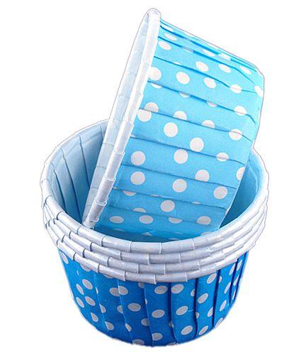 Blau gepunktete Muffinförmchen - Tortendekoshop