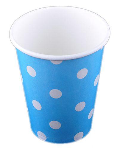 Blau gepunktete Pappbecher - Tortendekoshop