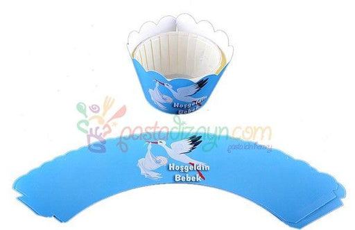 Blau Hallo Baby Cupcake Wrappers - Tortendekoshop