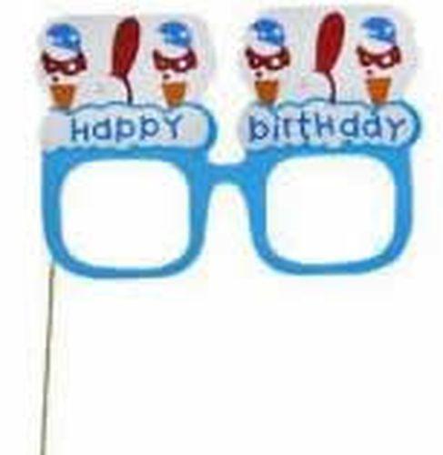 Blau Happy Birthday Karton Brille - Tortendekoshop
