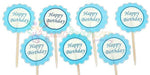 Blau Happy Birthday Kuchen Topper, Cupcake Picks - Tortendekoshop