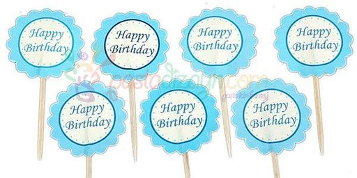 Blau Happy Birthday Kuchen Topper, Cupcake Picks - Tortendekoshop