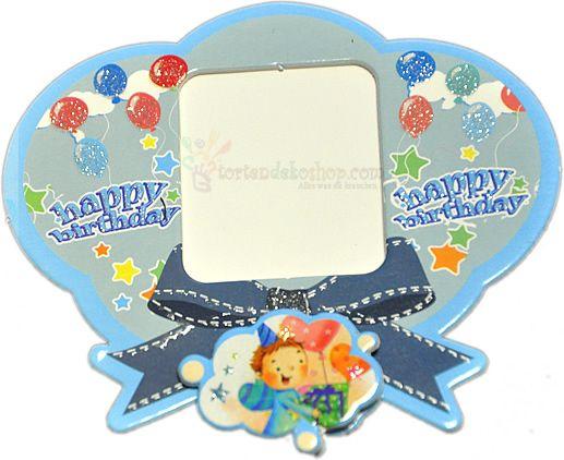 Blau Happy Birthday Magnet Bilderrahmen - Tortendekoshop
