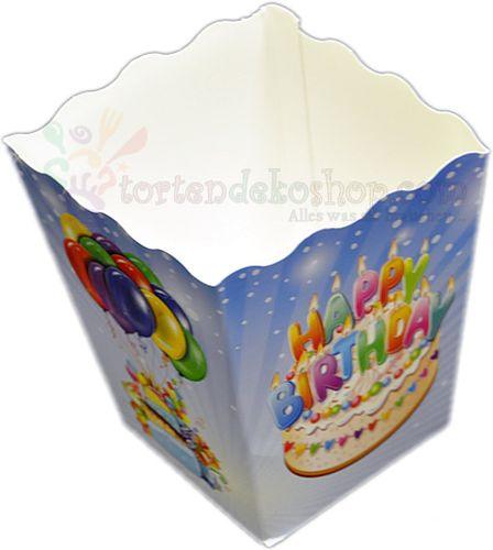 Blau Happy Birthday Popcorn Box - Tortendekoshop