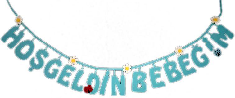Blau Hosgeldin Bebegim Filz Türdeko - Tortendekoshop