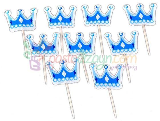 Blau Kronenform Kuchen Topper, Cupcake Picks - Tortendekoshop