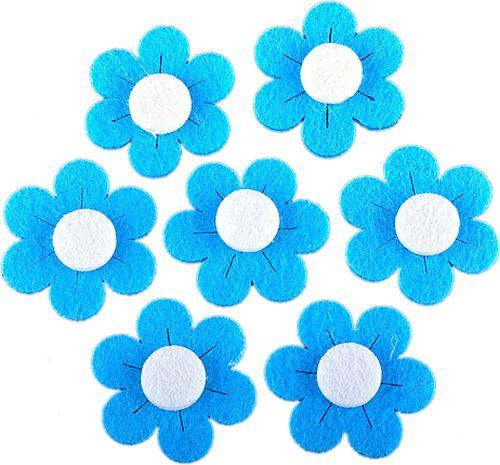 Blau Margeriten Deko Blumen aus Filz - Tortendekoshop