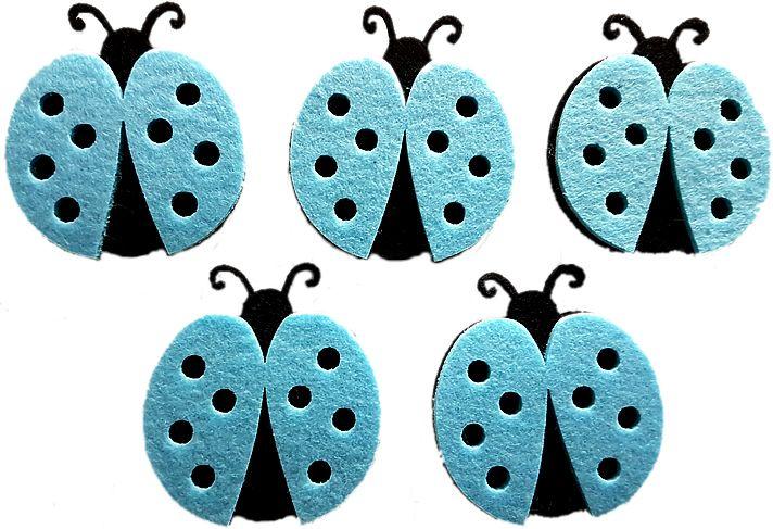 Blau Marienkäfer Deko aus Filz - Tortendekoshop