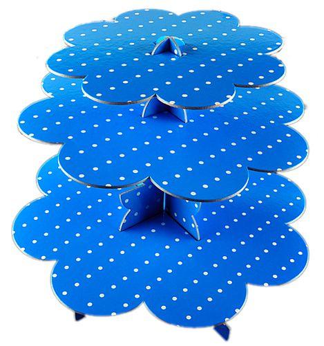 Blau mit Pünktchen Cupcake Ständer - Tortendekoshop
